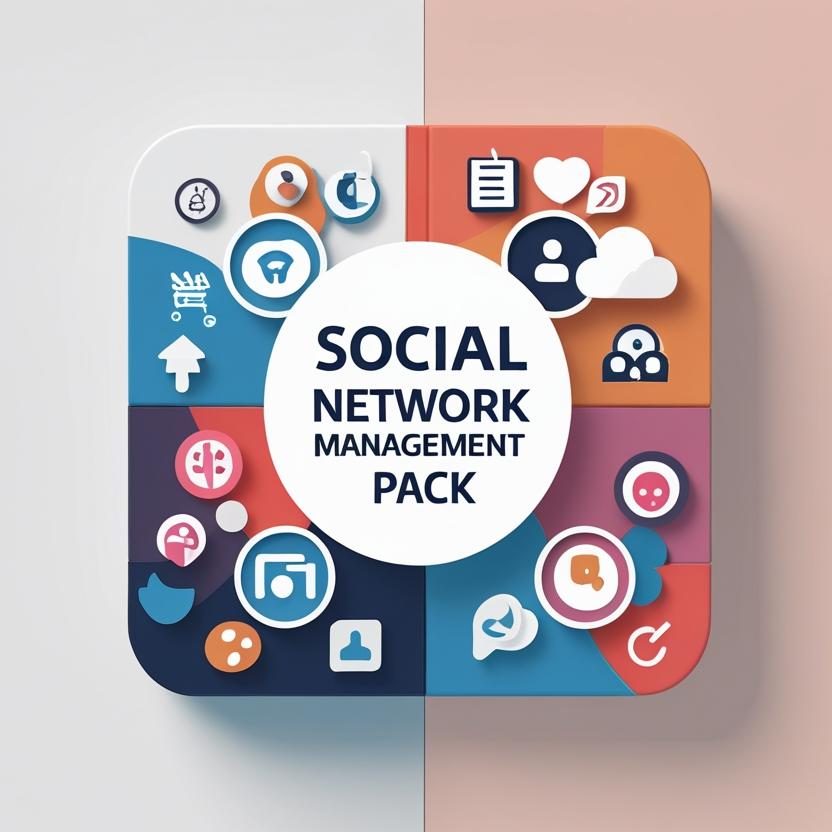 Illustration du pack gestion réseaux sociaux avec logos de réseaux sociaux