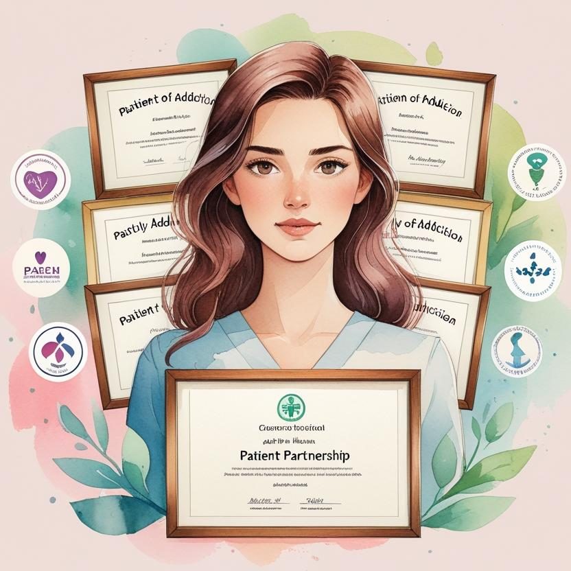 Femme qui tient ses diplômes en main avec des logos de réseaux sociaux au dessus de sa tête
